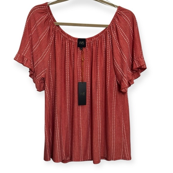 Anthropologie Tops - Anthropologie: W5 Red Blouse with White Stripes Size XL